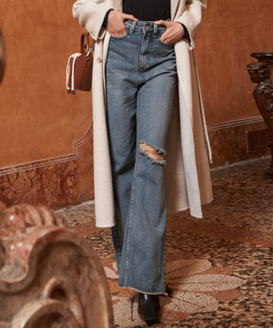 빈티지 데미지 데님 팬츠 - 중청