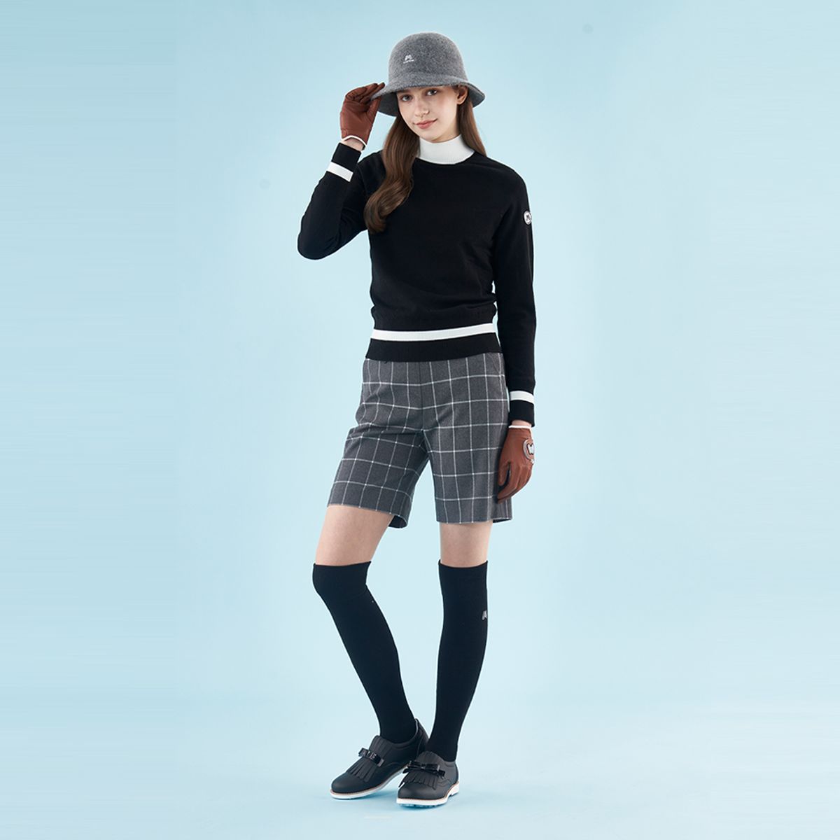 마틴골프(MARTINE GOLF) Window Check Bermuda Pants_Grey