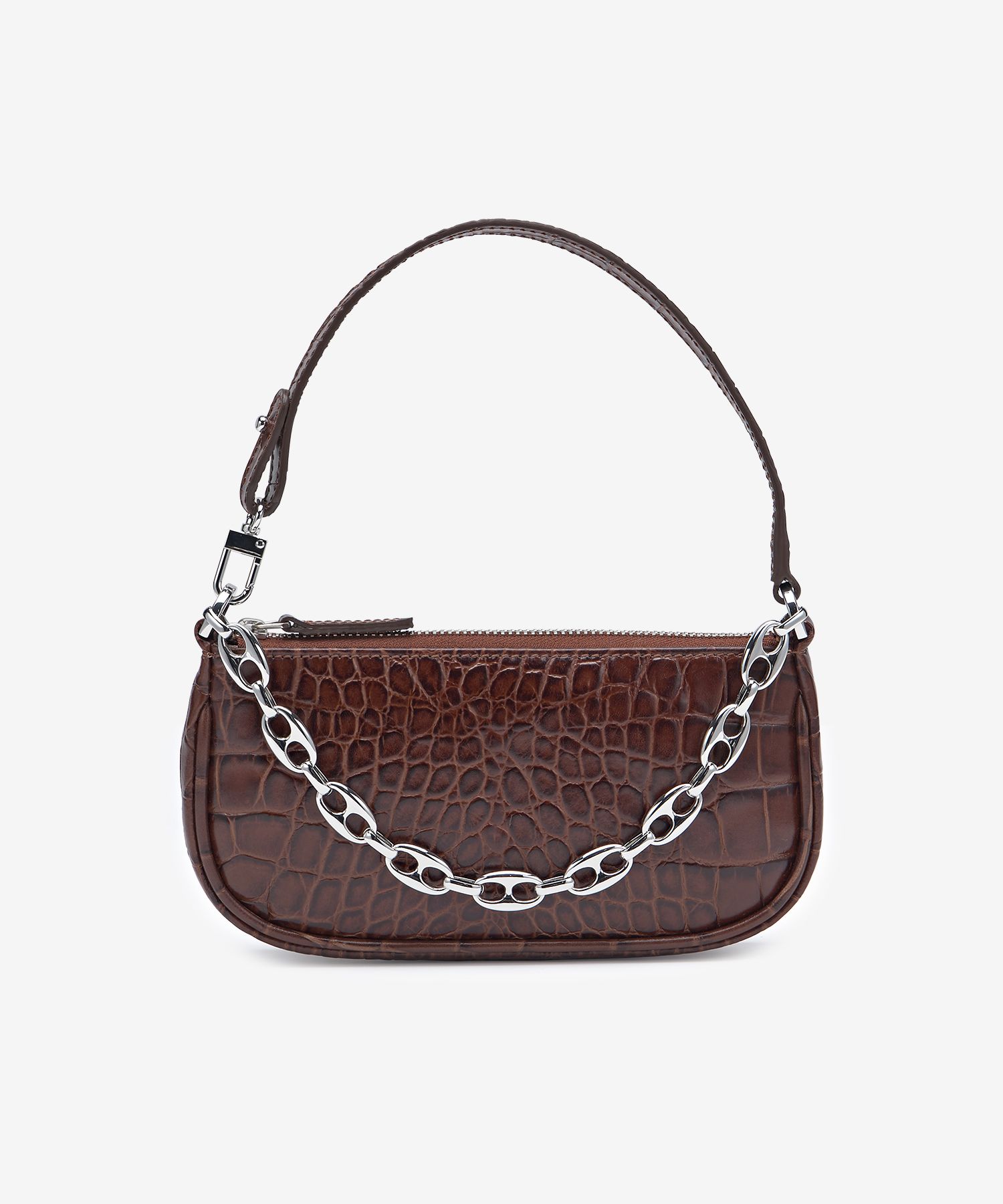 MUSINSA BY FAR Mini Rachel Crocker Embossed Leather Shoulder Bag