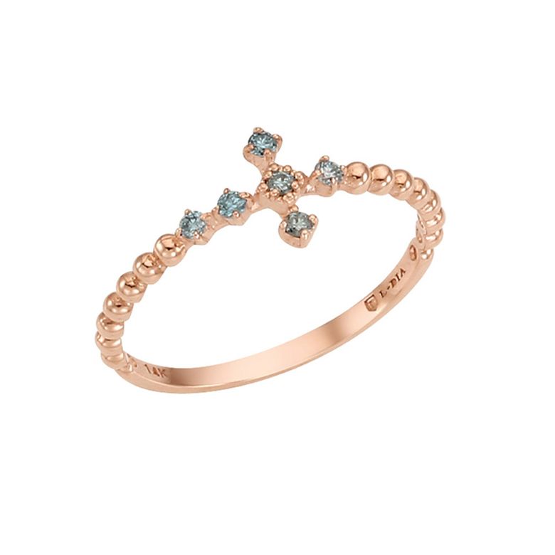블루 DIAMOND 십자가 14k 반지 LRF21185D