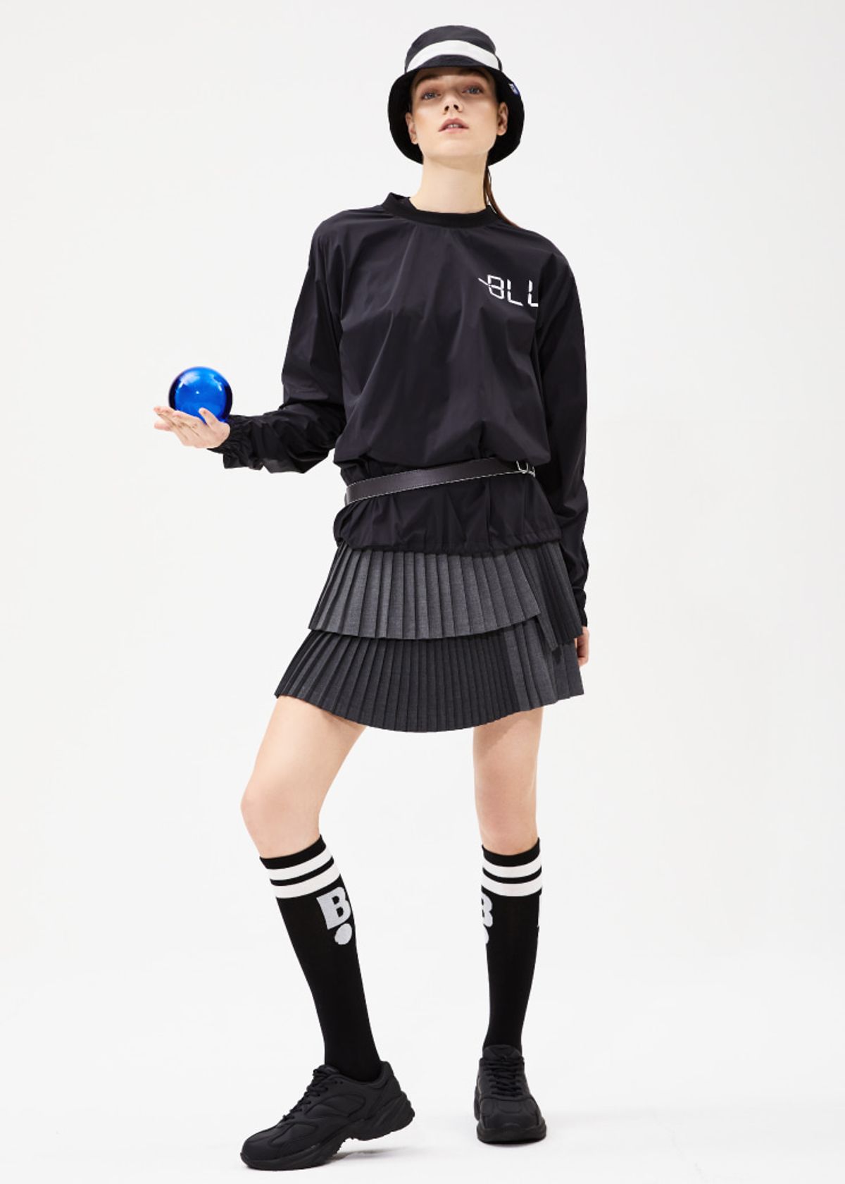 블루닷(BLUDOT) LAYERED PLEATS CULOTTE (SHORT)_GY