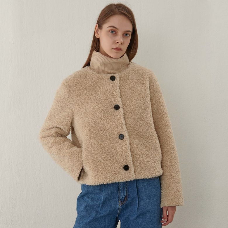NO COLLAR MUSTANG JACKET BEIGE