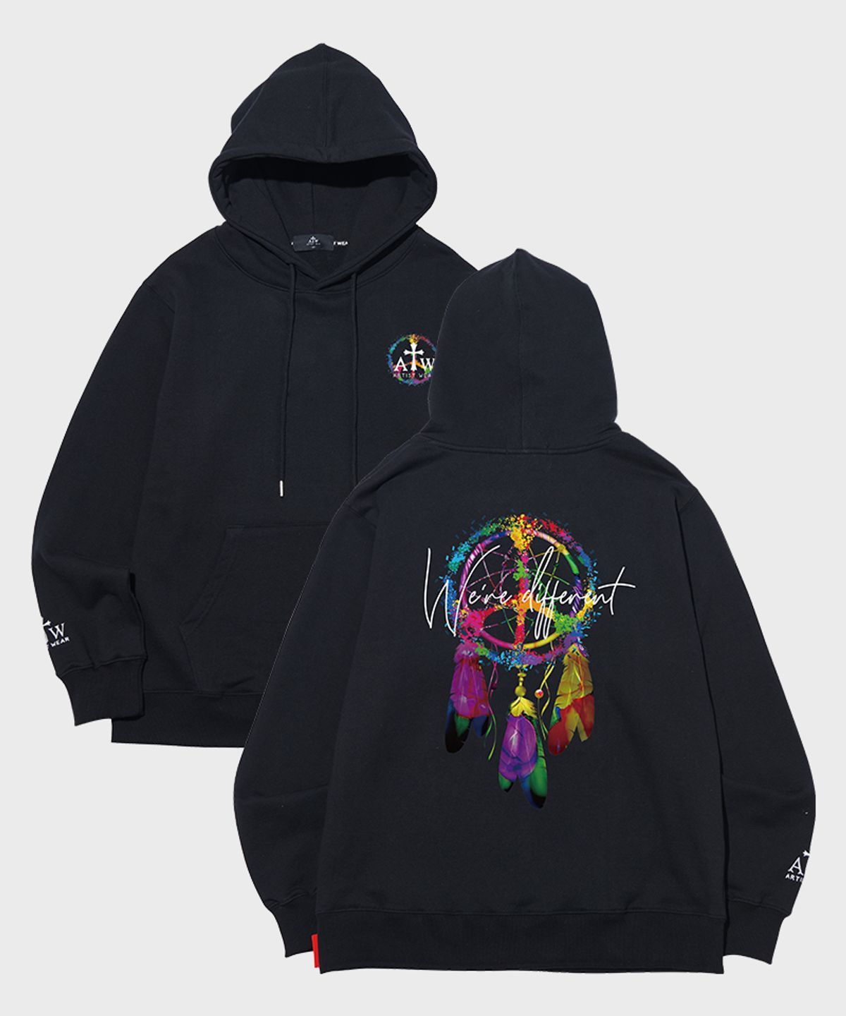 아티스트웨어(ARTISTWEAR) [ATW] 디퍼런트 오버핏 후드티_BK