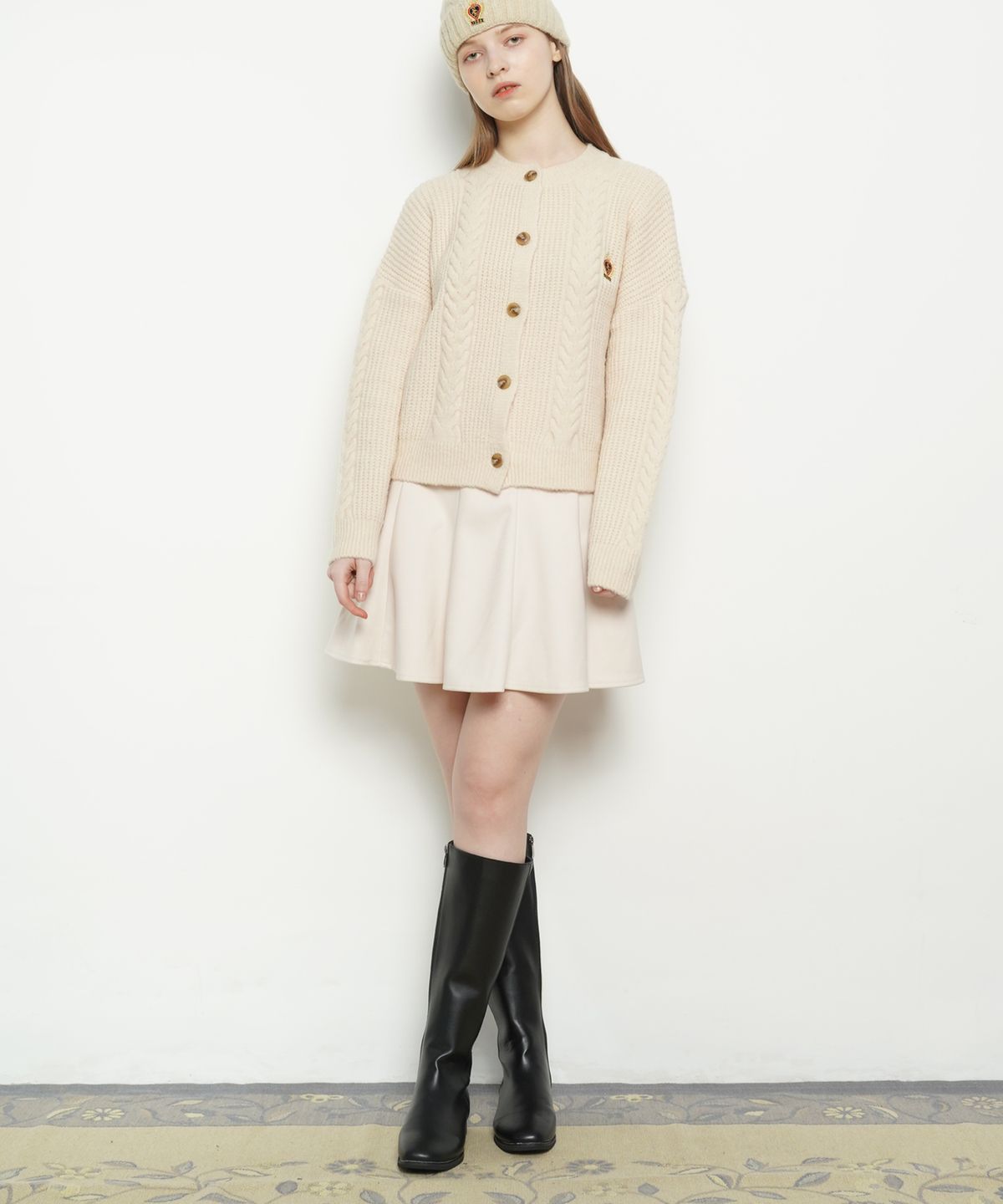 에이본(THE-ABON) W25 wool pleats mini skirts ivory
