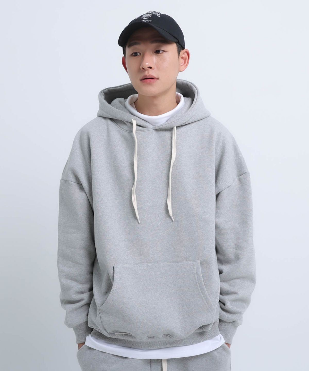 스터프(STUFF) 베이직 로고 후드티 그레이