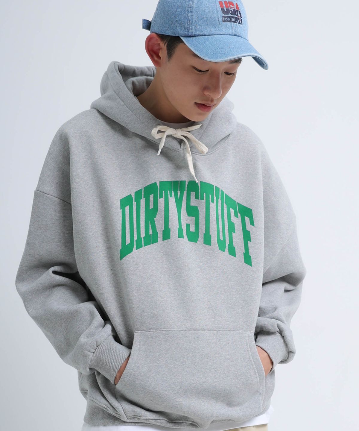 스터프(STUFF) 디에스 플록 후드티 그레이