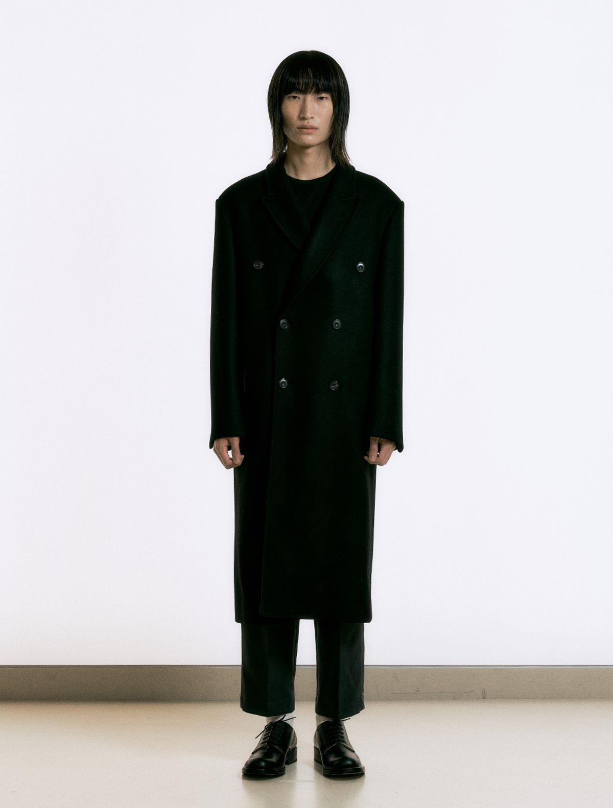데호(DEHO) WOOL BLEND DOUBLE COAT [Black]