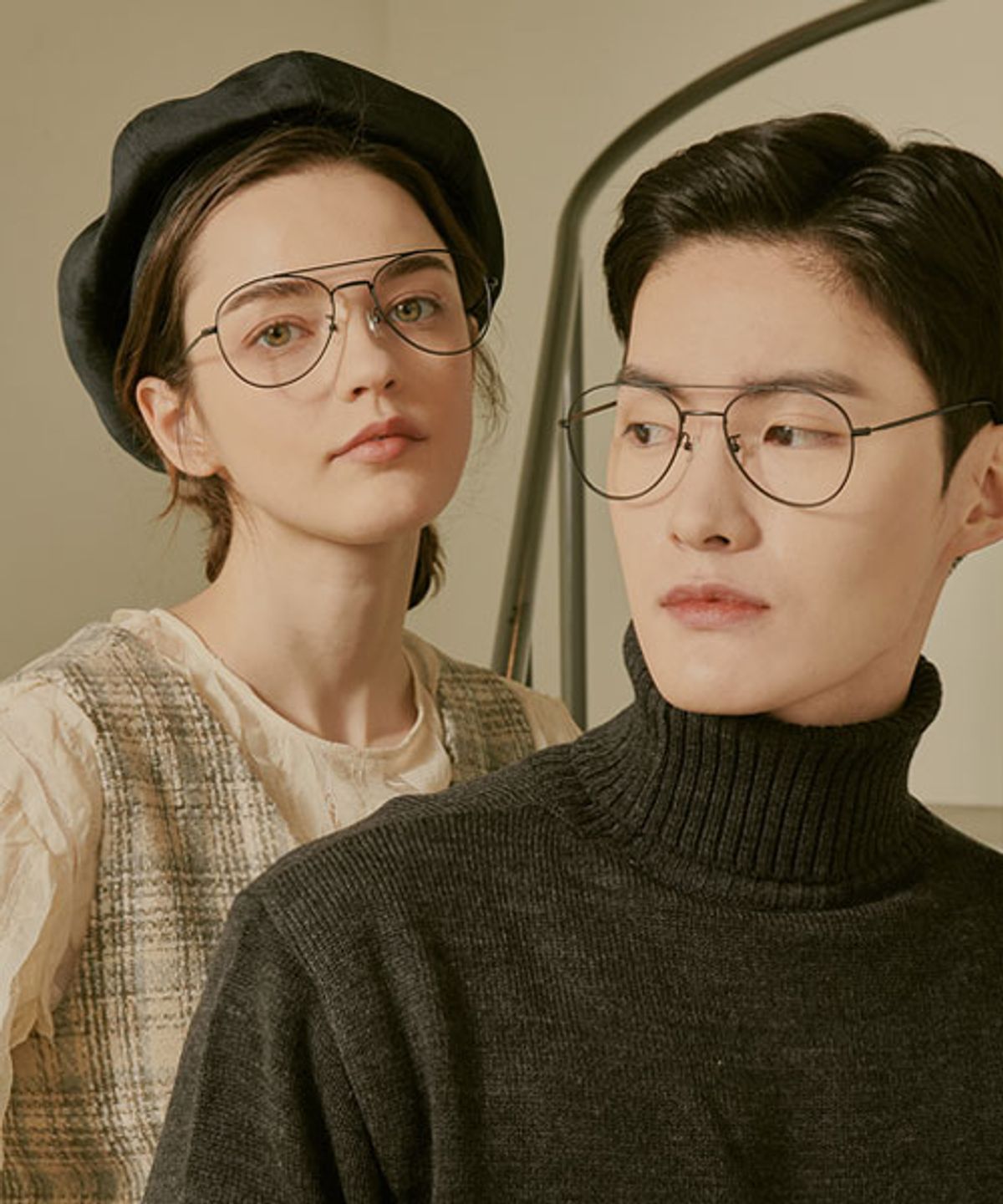 루카디스(LOOKATHIS) 51 버클리 레트로 보잉 메탈 안경테 모노블랙