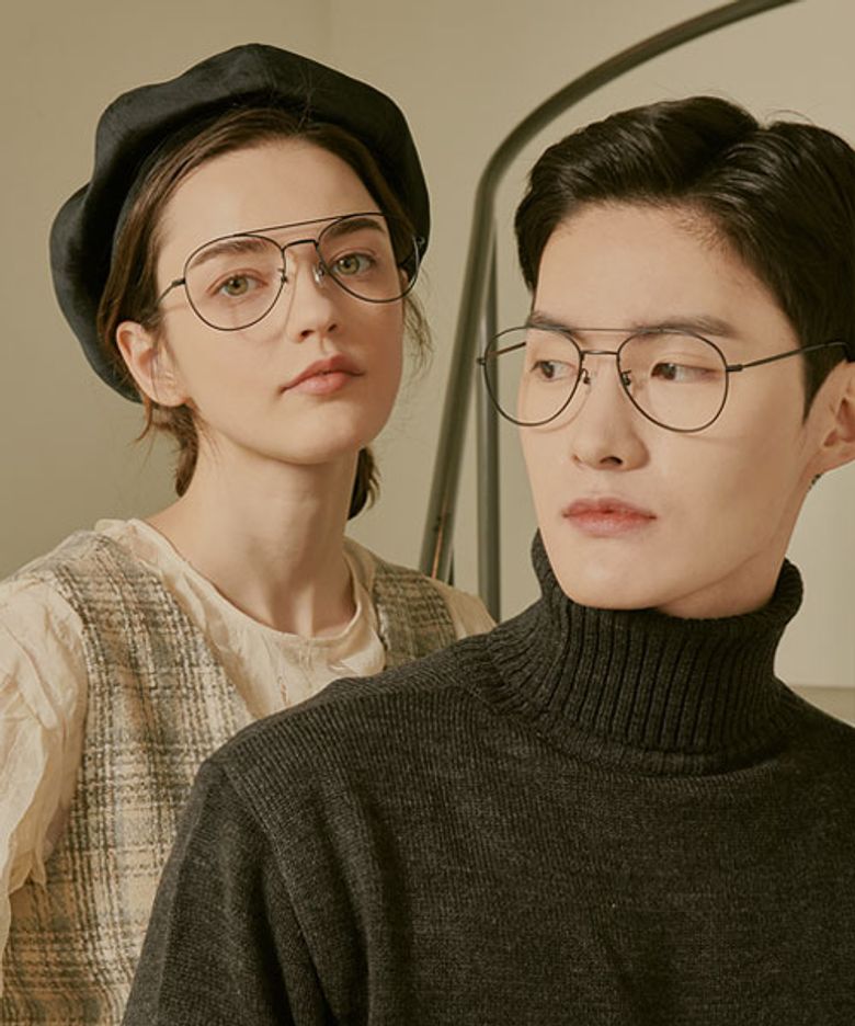 51 버클리 레트로 보잉 메탈 안경테 모노블랙