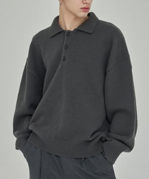오버사이즈 카라 니트 [그레이]