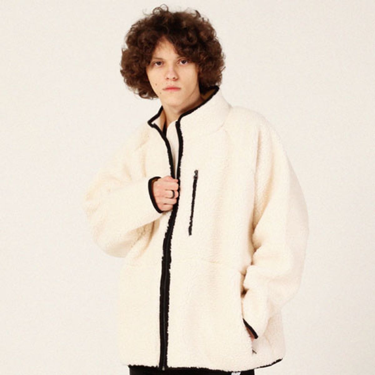리스펙트(RESPECT) heavy fleece zip-up jacket (ivory)