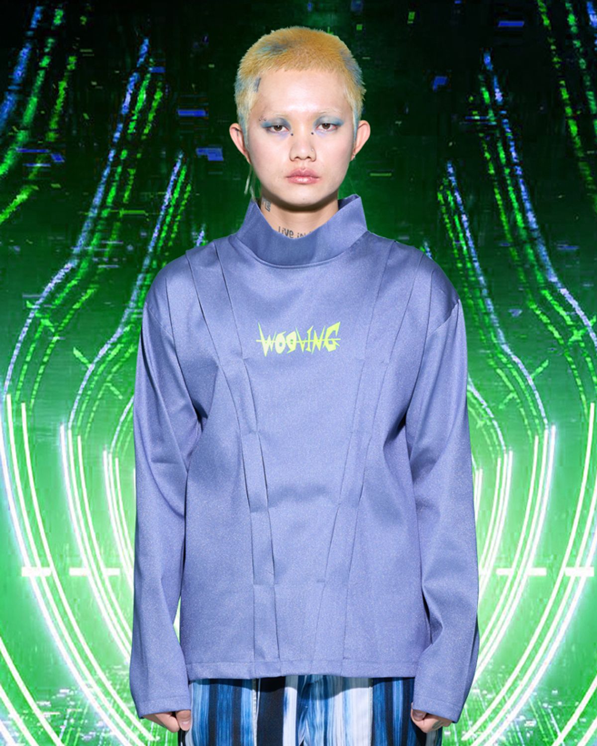 우빙(WOOVING) PLEATS LONG SLEEVE (PURPLE)