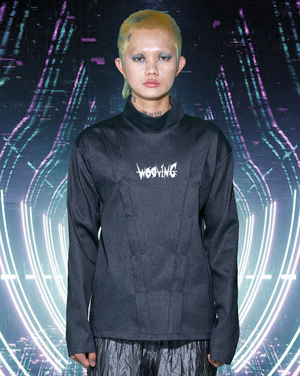 우빙(WOOVING) PLEATS LONG SLEEVE (BLACK)