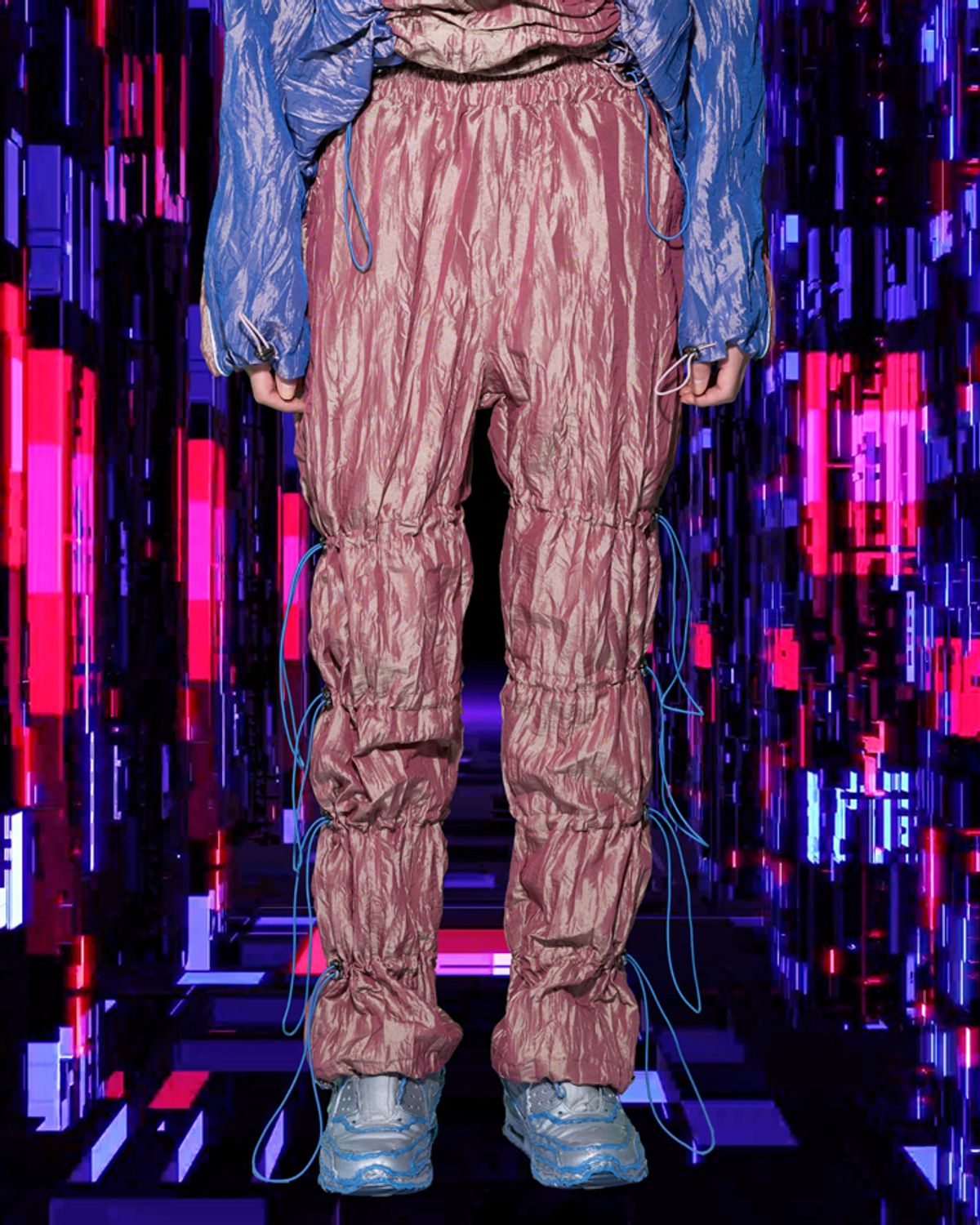 우빙(WOOVING) CRINKLE STRING PANTS (ROSE GOLD)