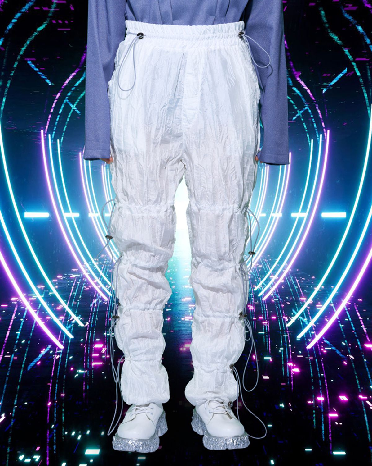우빙(WOOVING) CRINKLE STRING PANTS (WHITE)