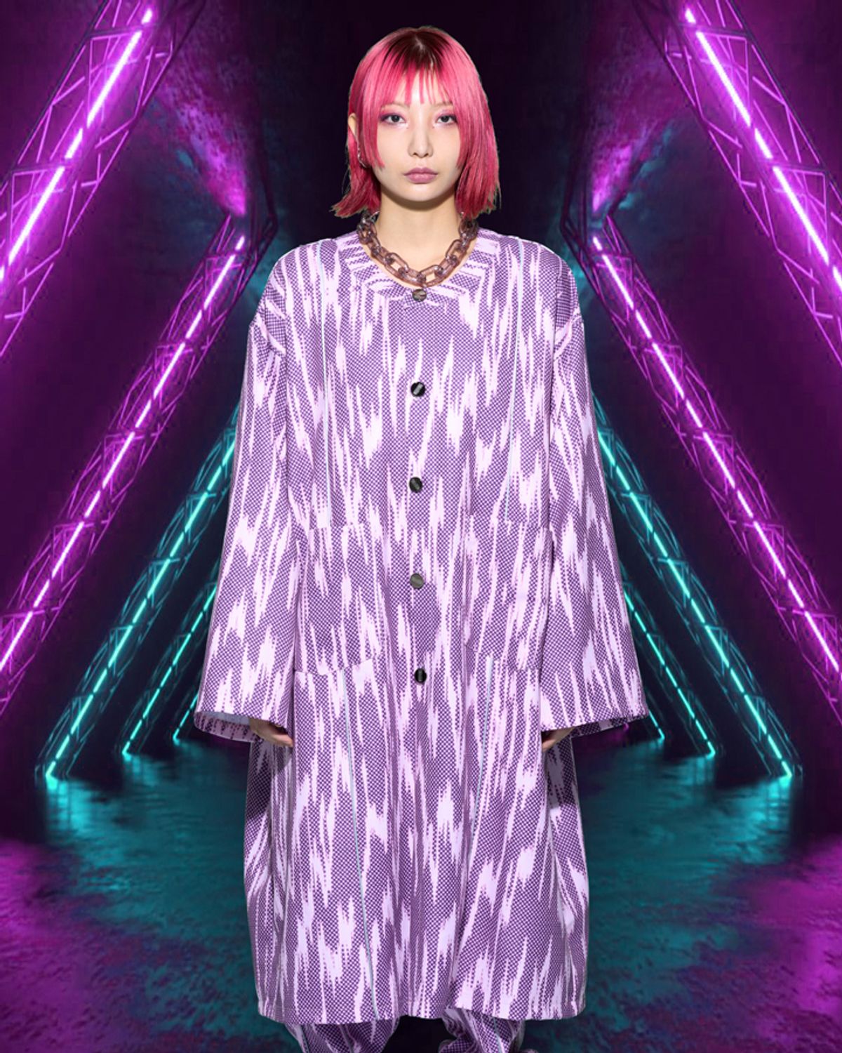 우빙(WOOVING) SCOTCH LINE LONG SHIRTS (PINK)