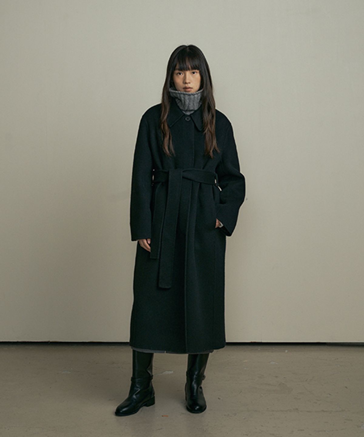 링서울(LINGSEOUL) fox single handmade coat-black
