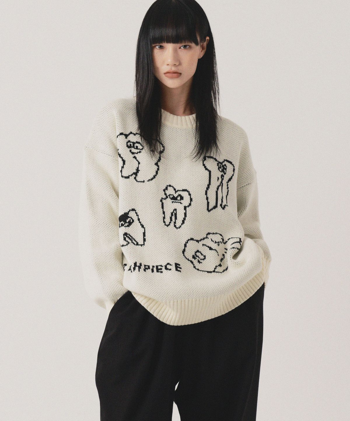 피스메이커(PIECE MAKER) TEETH KNIT SWEATER (IVORY)
