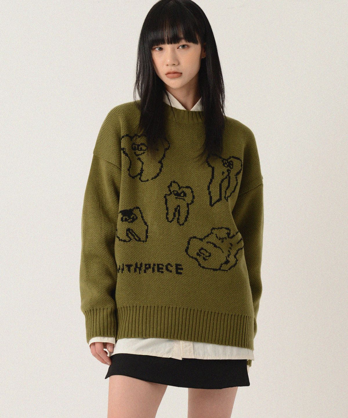 피스메이커(PIECE MAKER) TEETH KNIT SWEATER (AVOCADO)