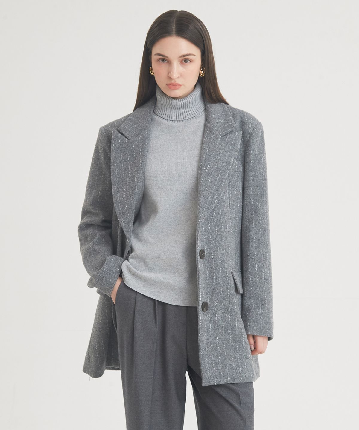 프라이하잇(THEFRHT) Classic Stripe Wool Jaket (Gray)