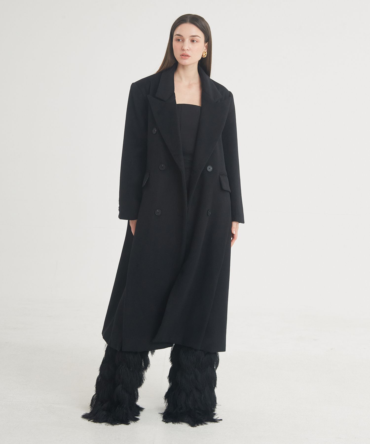 Anna Double Long Coat BLACK source detail 67