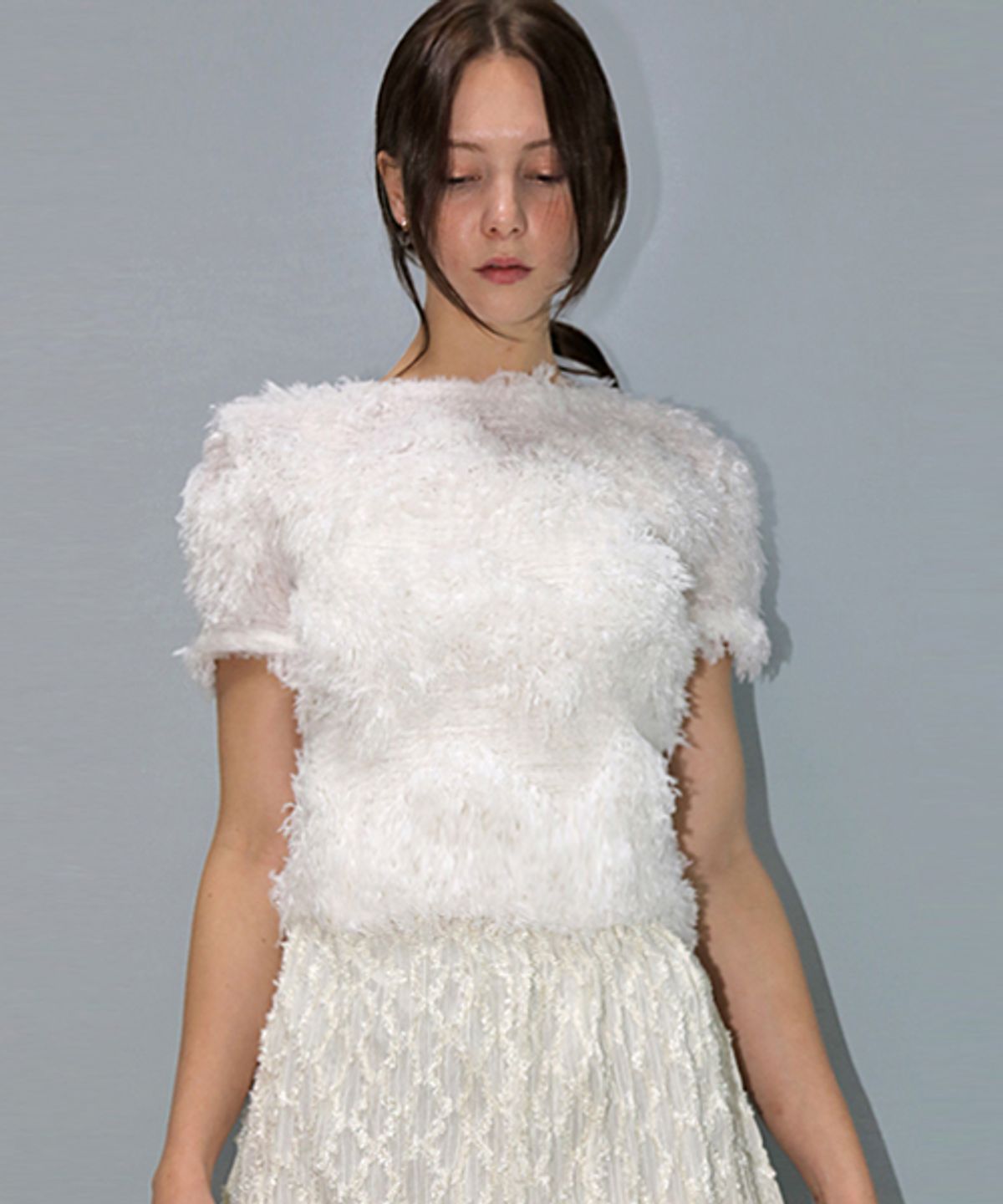 데미지니모닉(DAMAGE MNEMONIC) 퍼 화이트 티셔츠_Fur White TS
