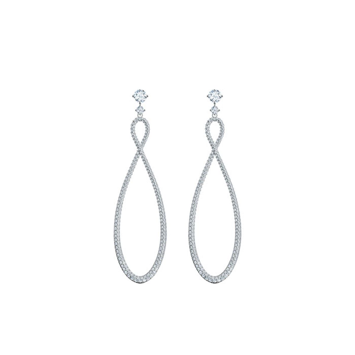 스와로브스키(SWAROVSKI) INFINITY 인피니티 화이트 후프 귀걸이 이어링 5518878