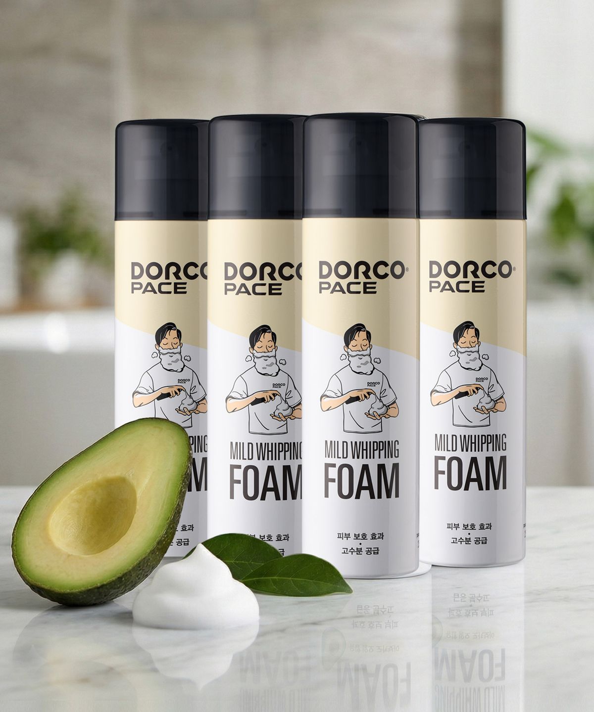 도루코(DORCO) 페이스 마일드 휘핑  대용량 쉐이빙폼 250ml 4개