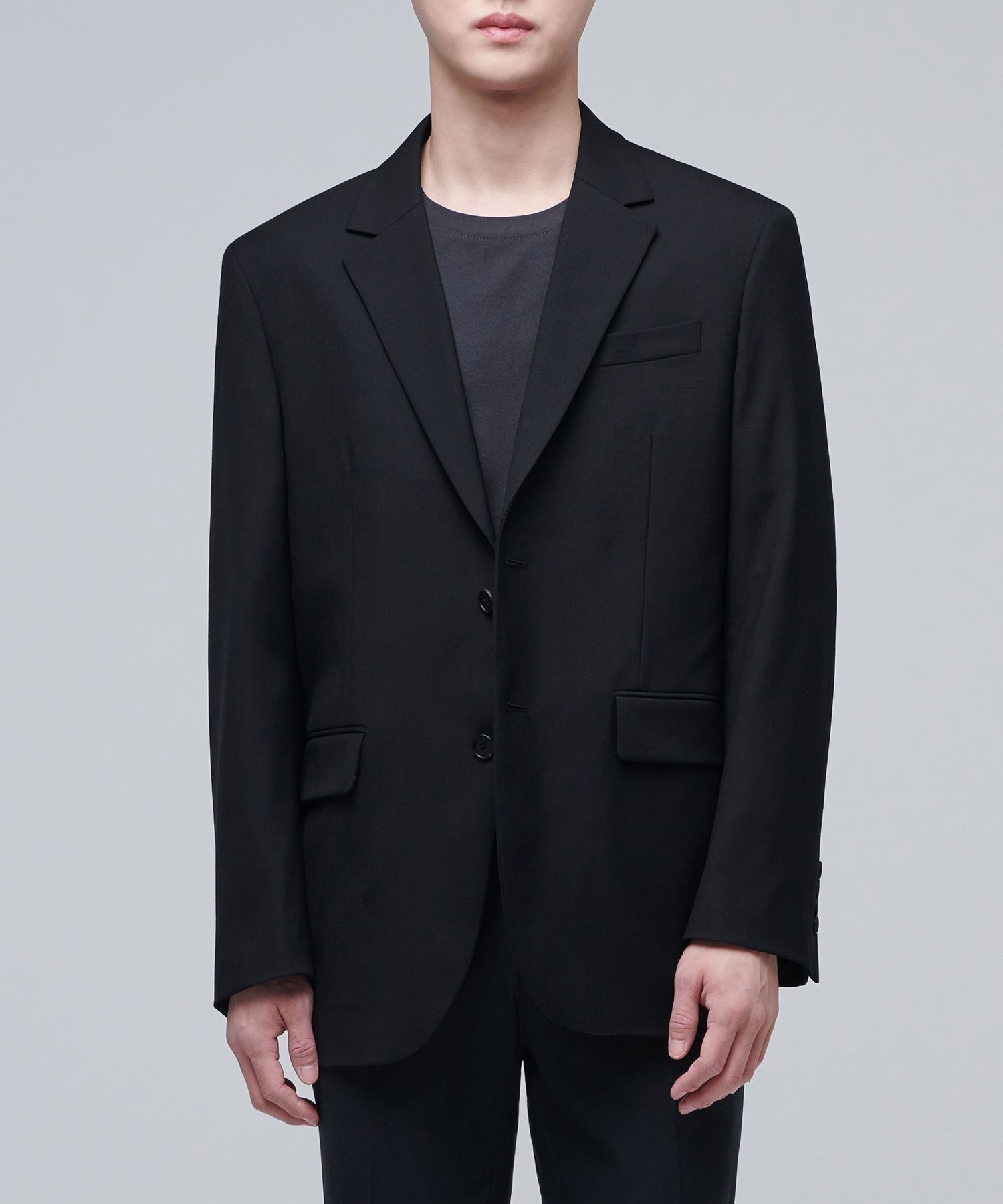 テーラードジャケット MUSINSA STANDARD Relaxed Basic Wool Blazer Black MMAJK001-BK MUSINSA | MUSINSA STANDARD RELAXED BASIC BLAZER [BLACK]