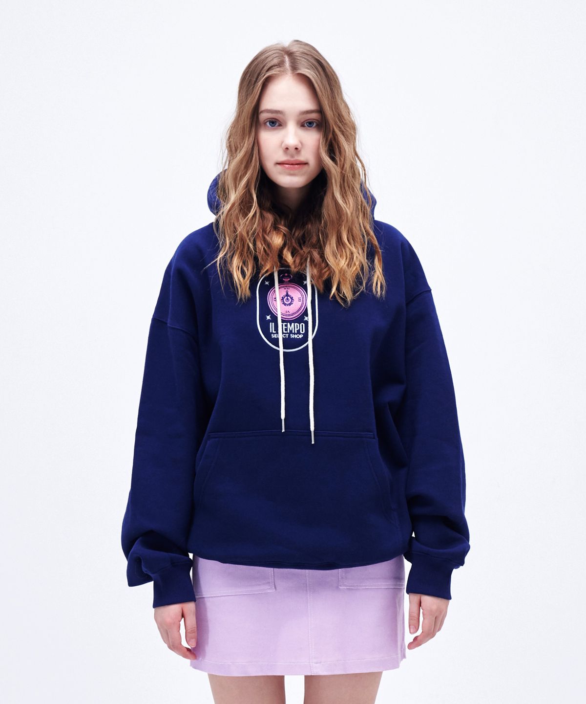 일템포셀렉샵(IL TEMPO SELECT SHOP) 빅로고 벌룬 기모후드 네이비