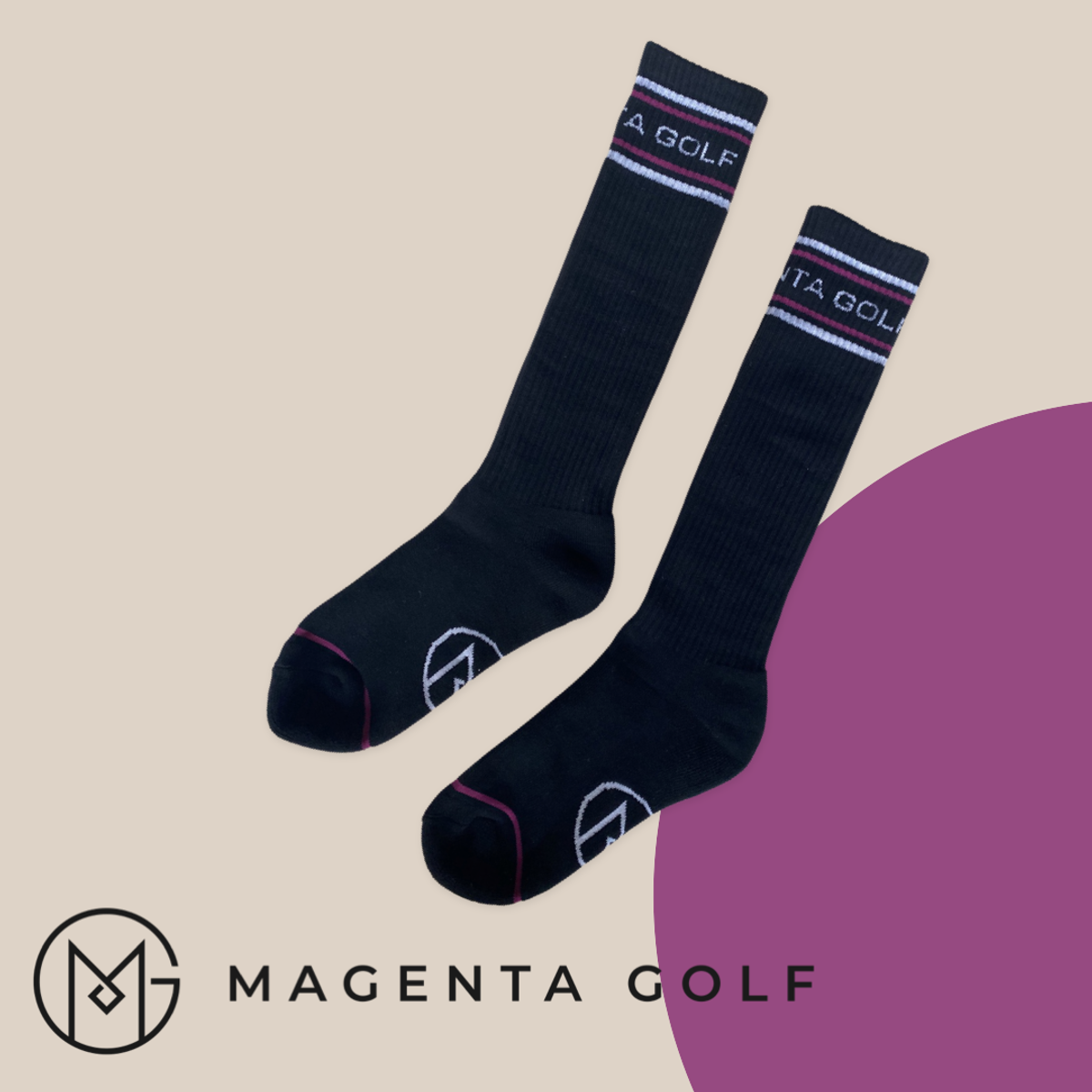 마젠타골프(MAGENTA GOLF) 블랙/마젠타 시그니쳐 니삭스