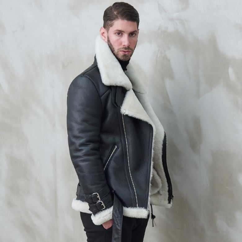 Lambskin Mouton Rider Jacket (BLACK)