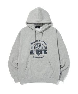 빈티지 어센틱 로고 오버 후드티 (그레이)