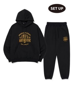 [SET] RAW 빈티지 어센틱로고 트레이닝 셋업 (블랙)