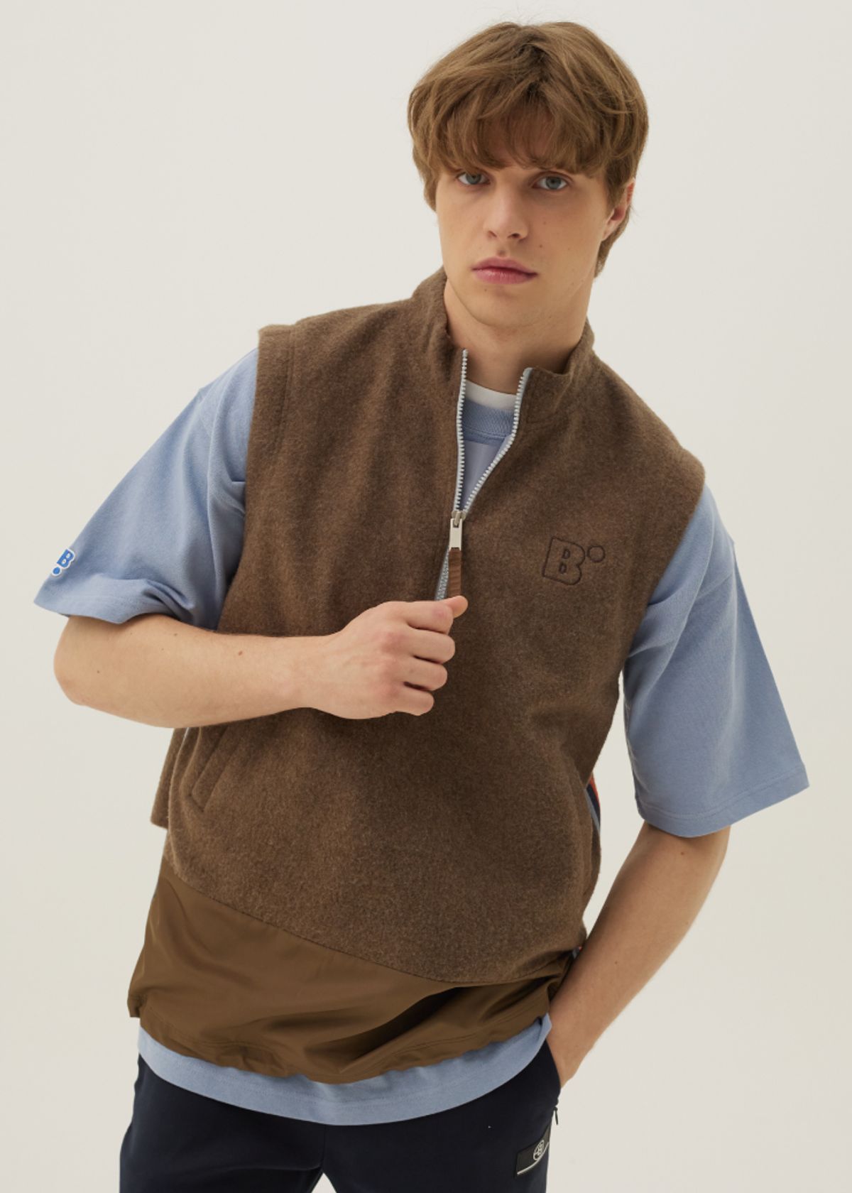 블루닷(BLUDOT) KNIT ZIP-UP VEST_BR