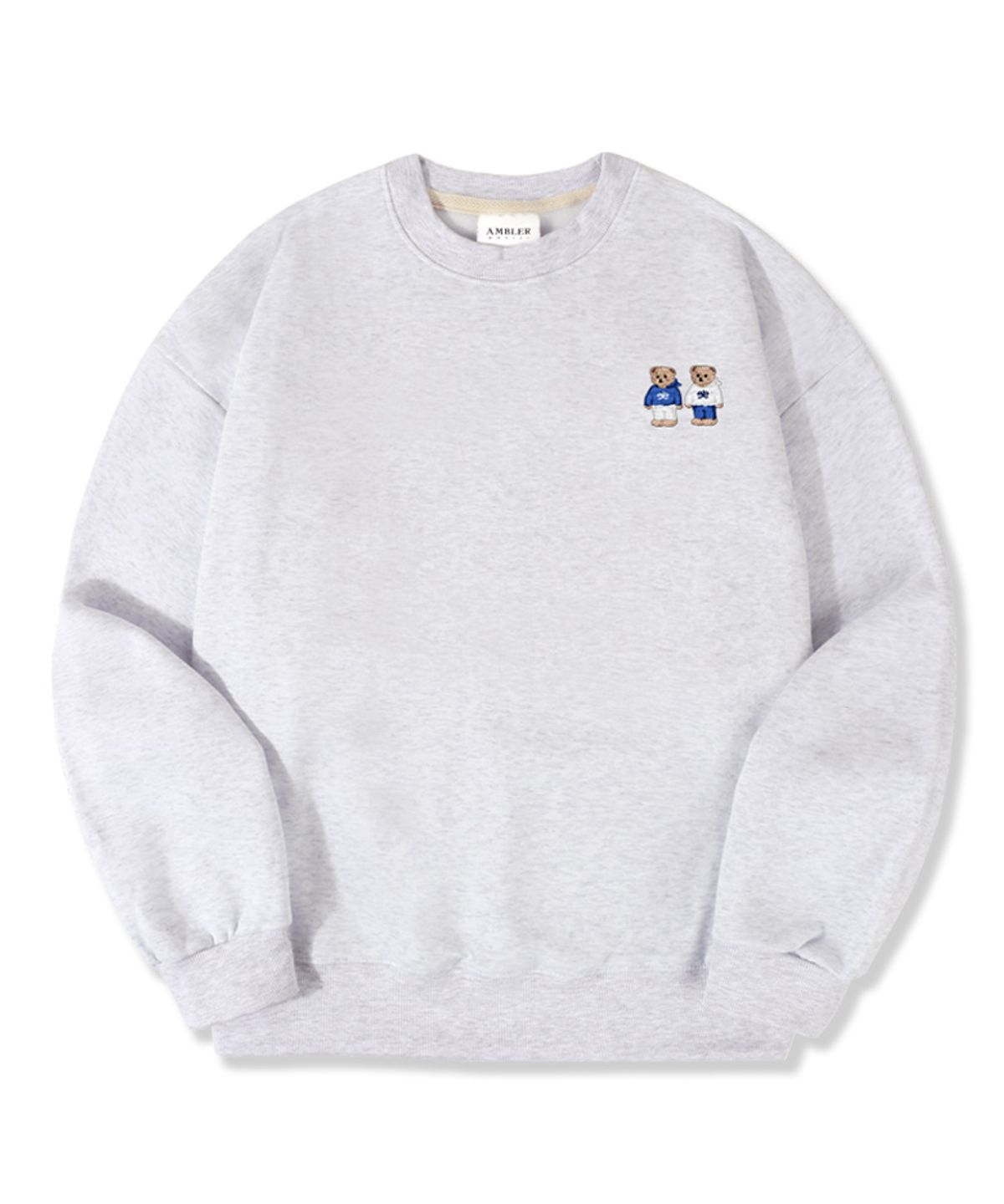 엠블러(AMBLER) Twinlook Bear 남여공용 맨투맨 AMM918 (white-melange)