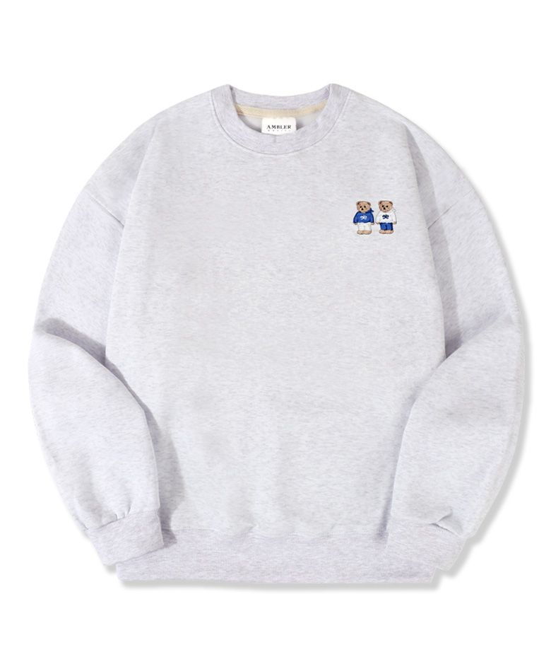 Twinlook Bear 남여공용 맨투맨 AMM918 (white-melange)