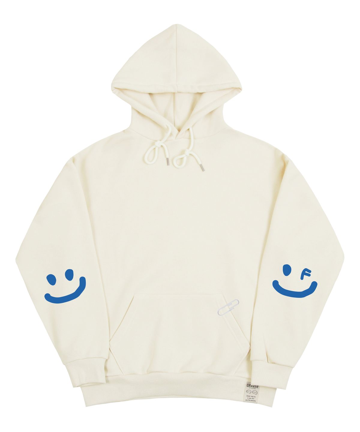 그레이버(GRAVER) [UNISEX]엘보우 스마일드로잉 후드티_크림