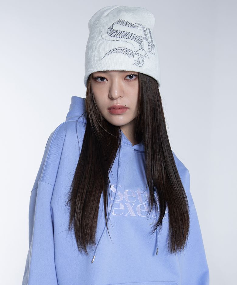 Crystal cubic logo Beanie [Ivory]