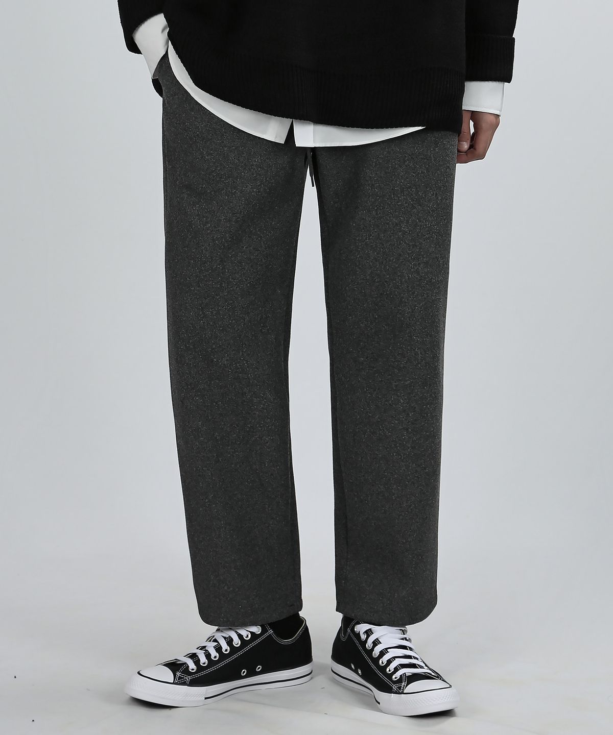 베리베인(VERYVAIN) SPAN WOOL WIDE PANTS (DARK GRAY)