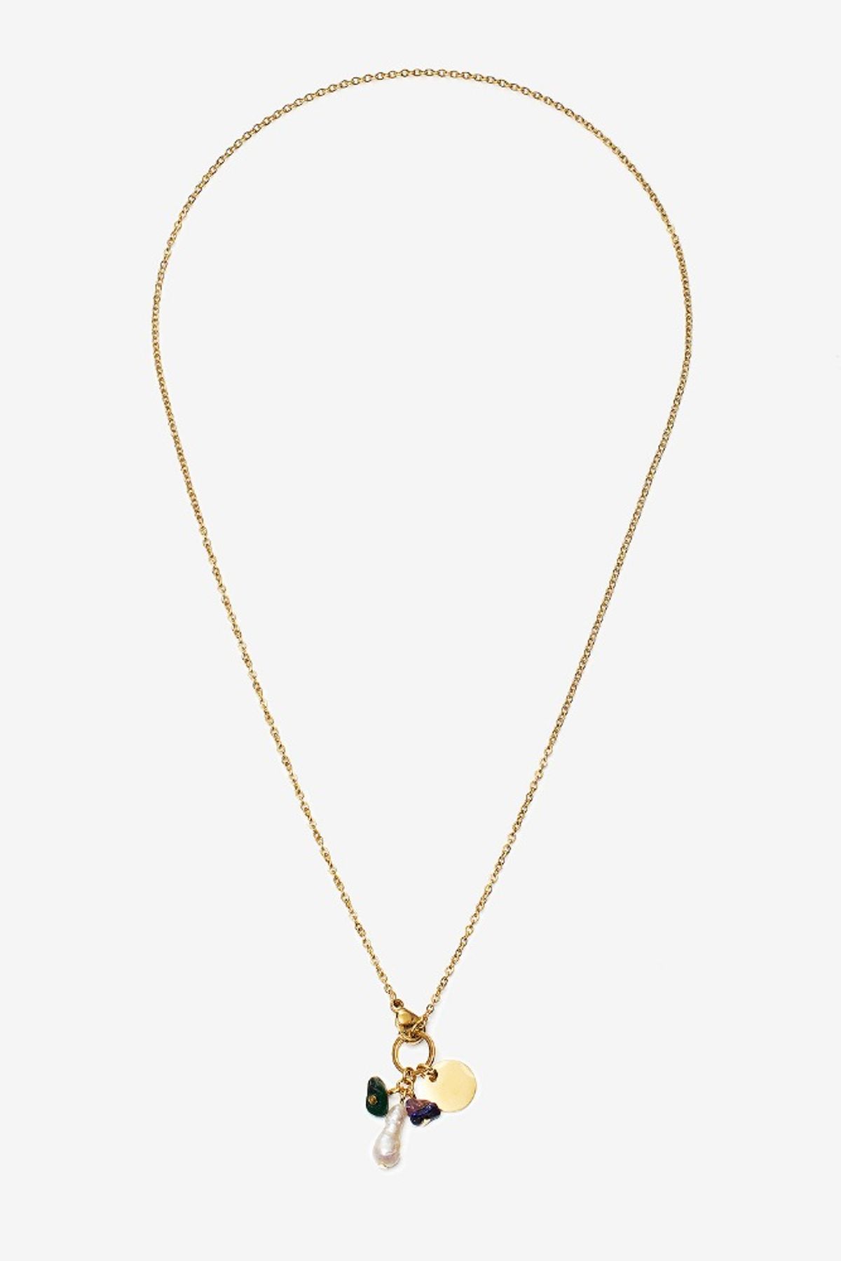 모드곤(MODGONE) 컬러풀 원석 & 담수진주 롱목걸이 Colorful stone & pearl necklace