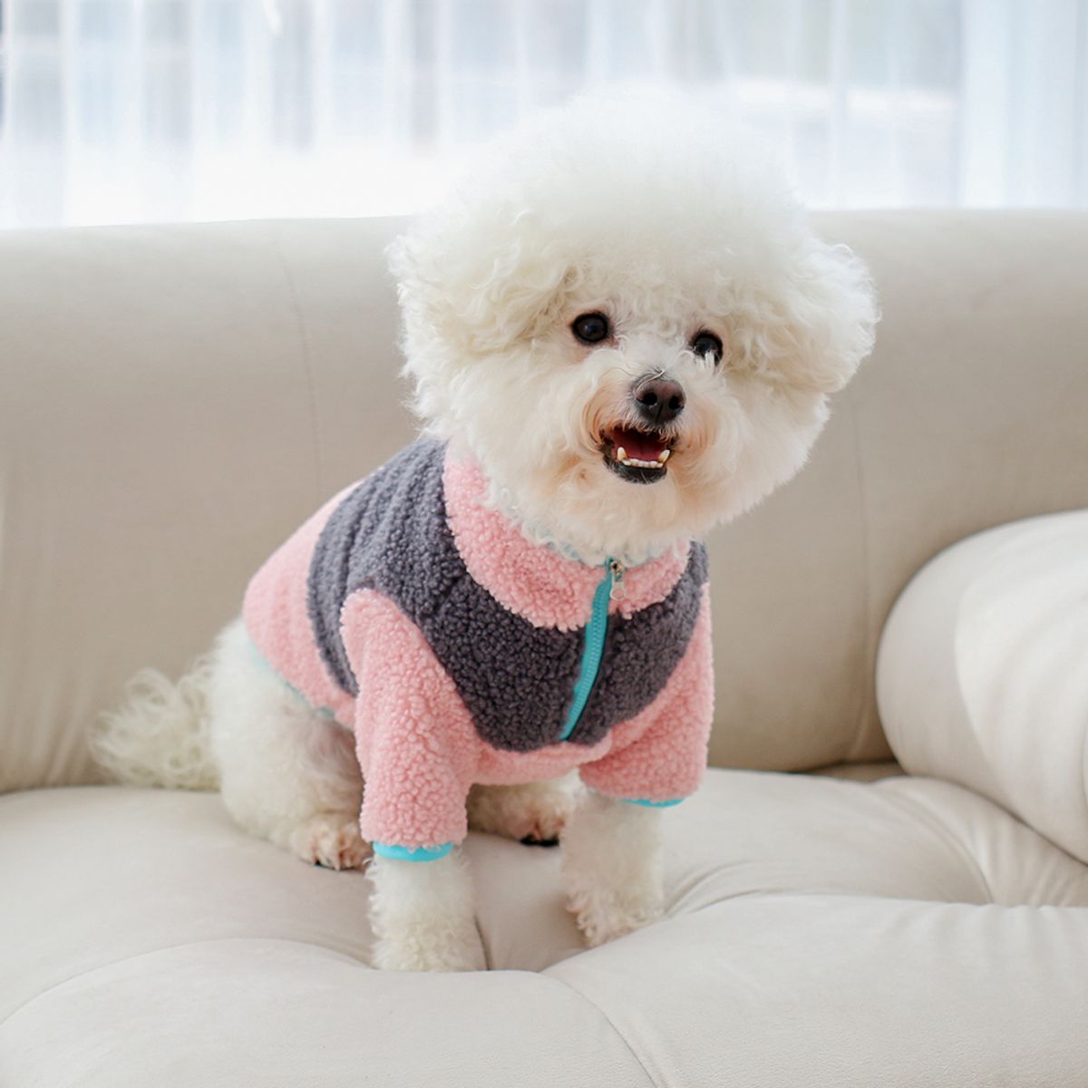 스캠퍼(SCAMPER) 덤블넥 집업 자켓 [핑크그레이]