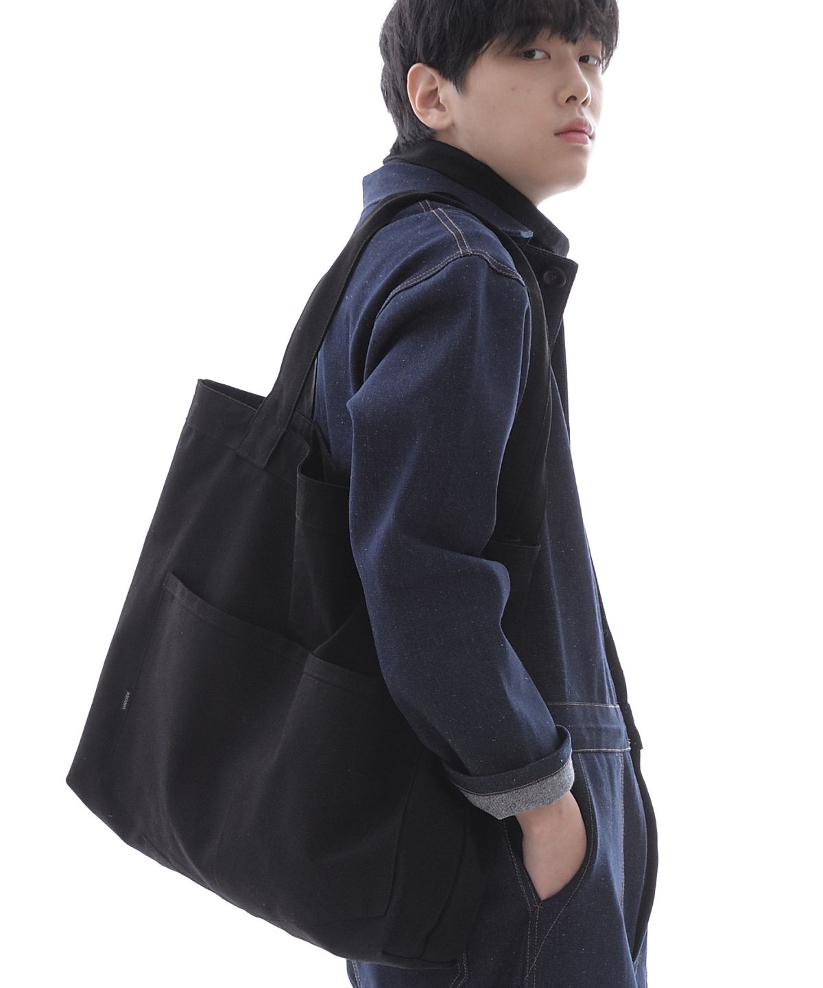 세인트크루(SAINTCREW) 펜타곤 포켓 빅사이즈 에코백 PP-108 블랙