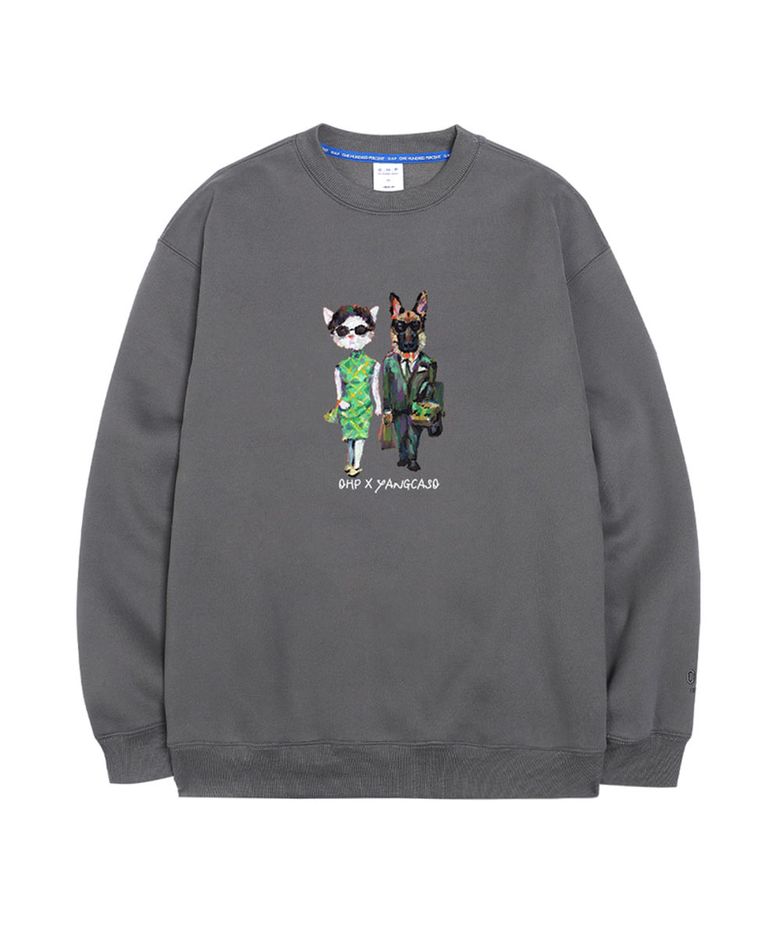 OHP X YANGCASO 댕냥연화 기모 맨투맨