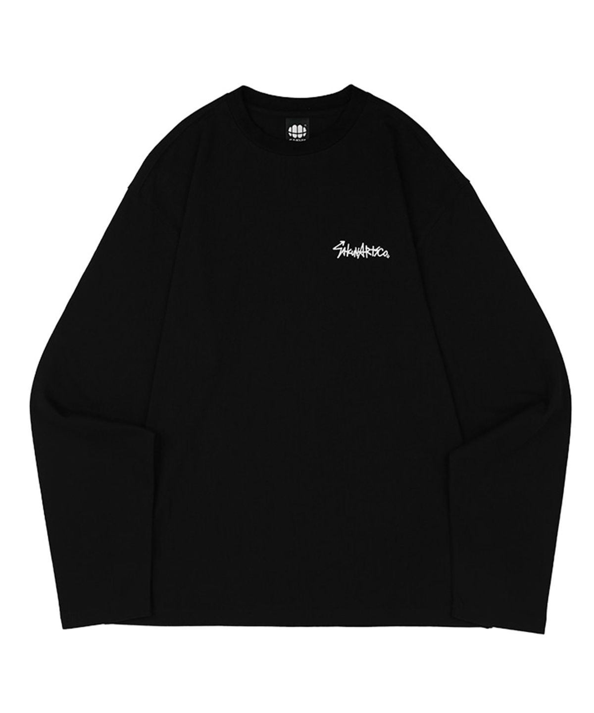 사쿤(SAKUN) 남녀공용 라운드 긴팔티셔츠(블랙) TAG T-SHIRT BLACK