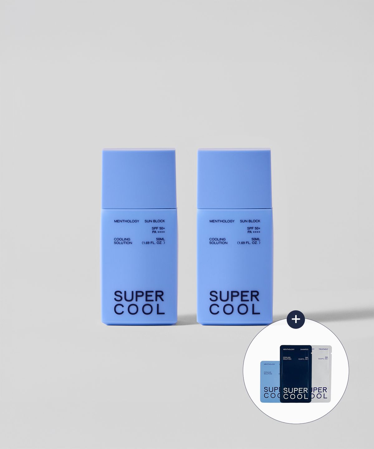 멘톨로지(MENTHOLOGY) [2pack] 슈퍼쿨 선스크린 50ml(+샤셰 3종)