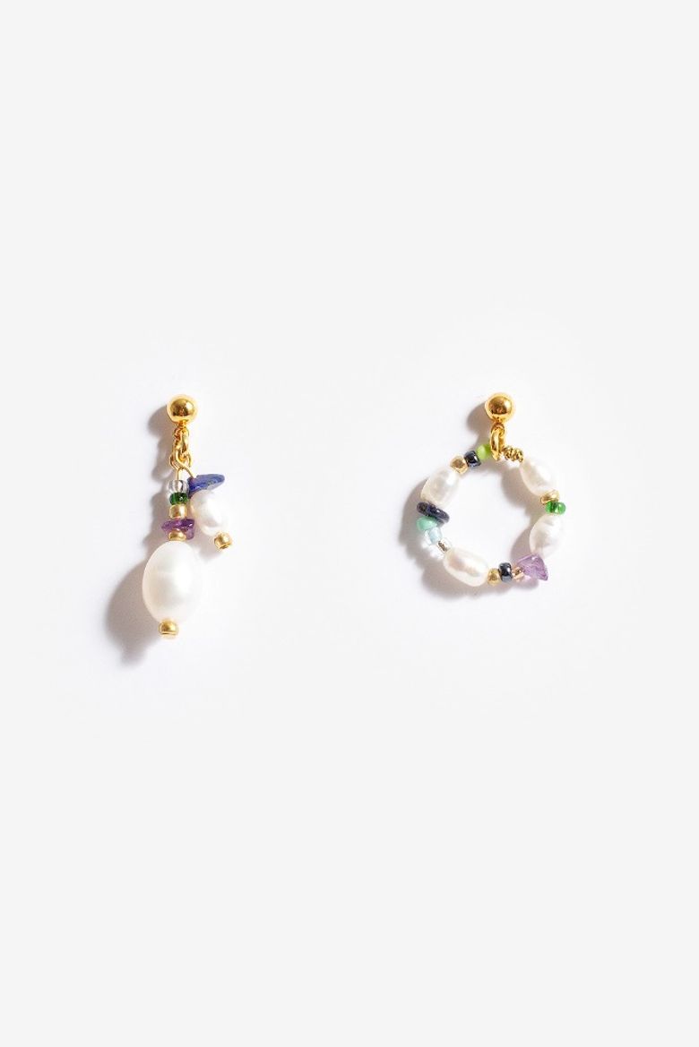 컬러플 원석 & 담수진주 귀걸이 Colorful stone & pearl earring