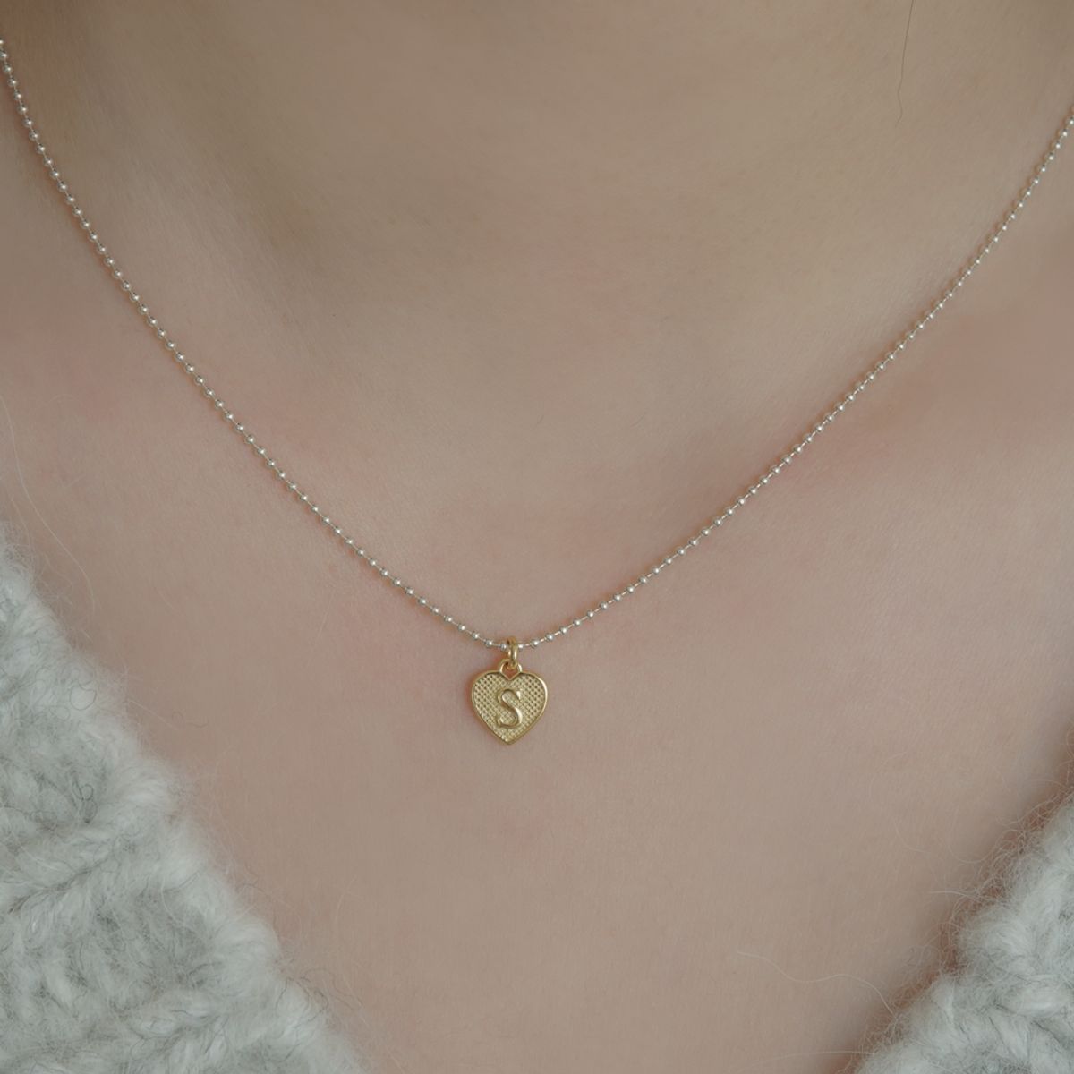 포스트루드(POSTLUDE) [SILVER] HEART INITIAL P SV B CHAIN N (2 COLORS)