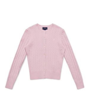 여아 7-16세 미니케이블 코튼 카디건 - 핑크