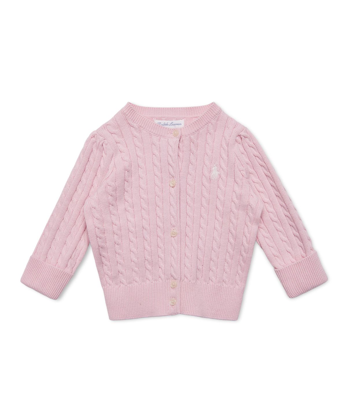 폴로 랄프 로렌 칠드런(POLO RALPH LAUREN CHILDREN) 베이비 여아 케이블니트 코튼 카디건 - 핑크
